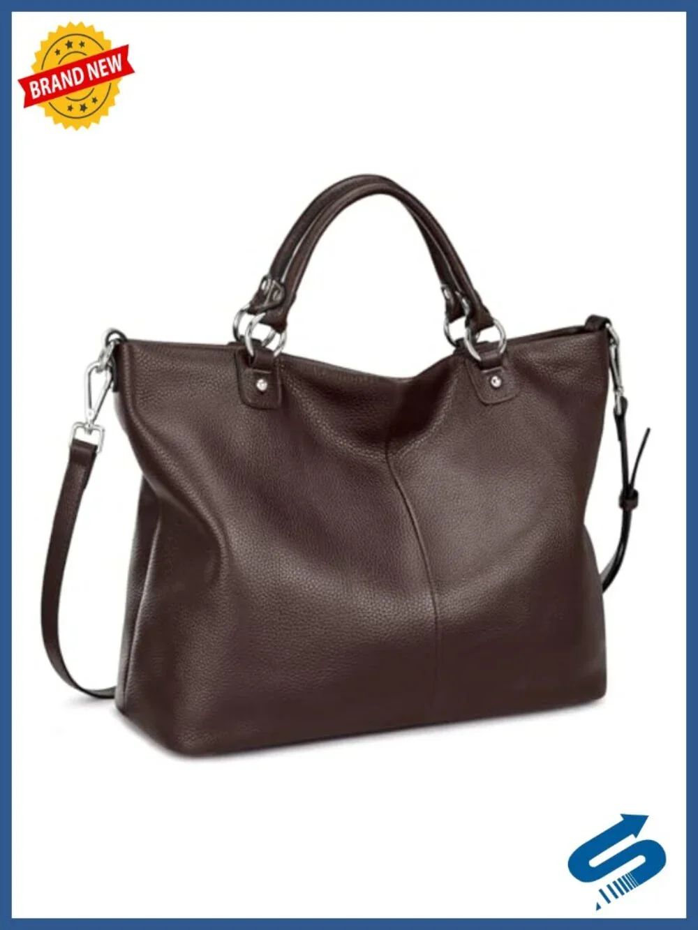 Vintage Genuine Leather Tote Satchel Handbag Top Handle Purse